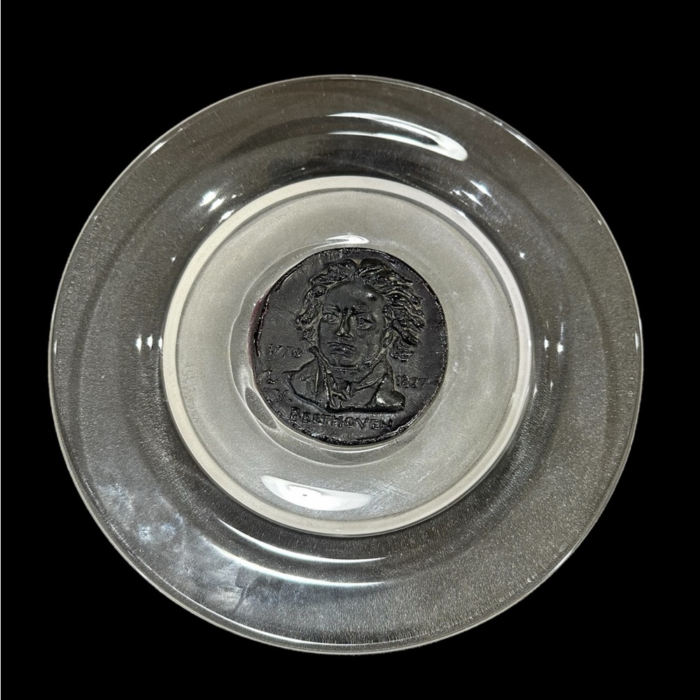 Daum Art Glass Pate De Verre GRAND MUSICIANS Beethoveoven plate 242/2000 1970